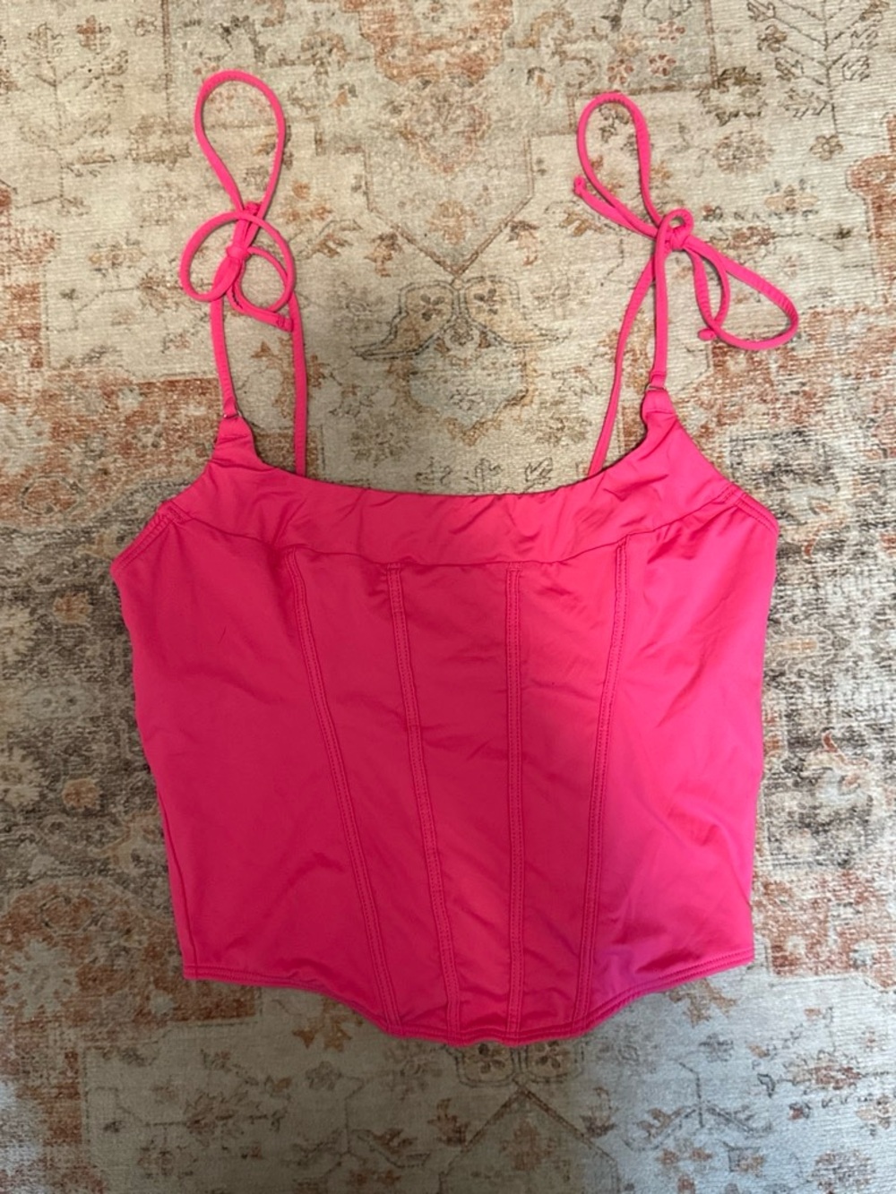 Hollister Hot Pink Tie-Shoulder Corset Camisole